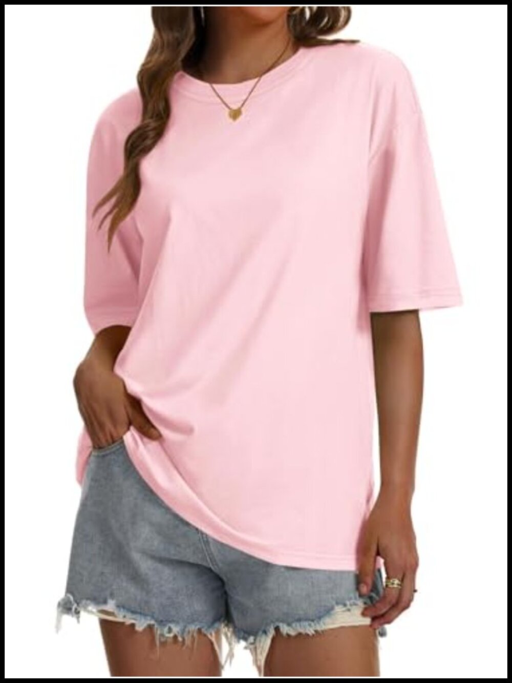 Women's Oversized Cotton Blend T-Shirt Loose Fit Short Sleeve Crewneck